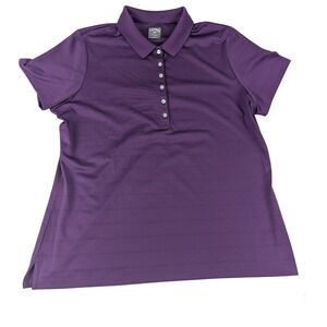 Callaway Opti-Dri Purple Textured Stripe Short Sleeve Golf Polo Shirt Womens XL